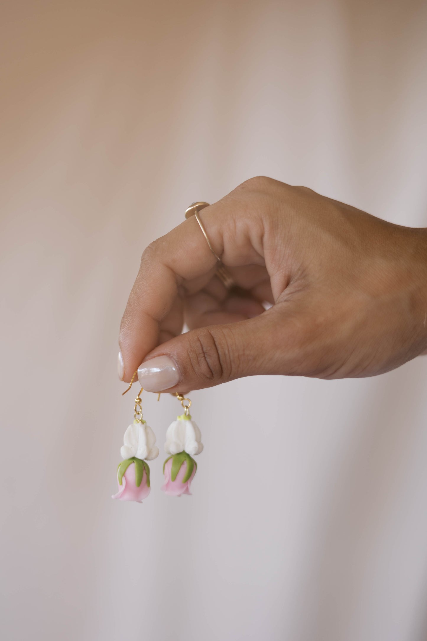 Crown Rose Dangly Earrings