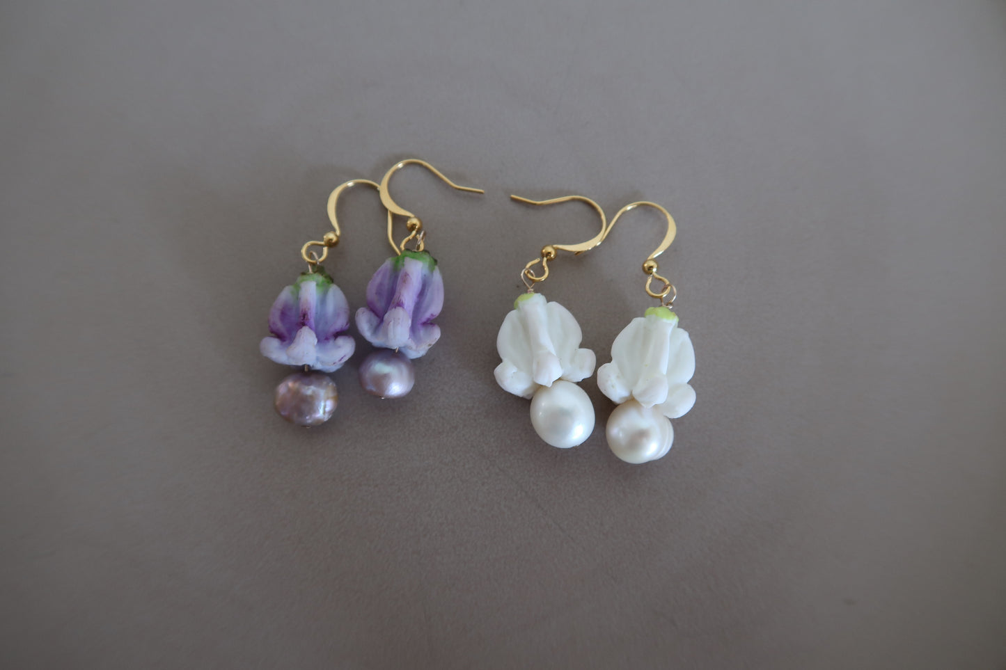 Crown Flower + Pearl Earrings