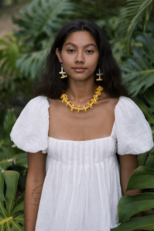 Lei Necklace with Wooden Beads