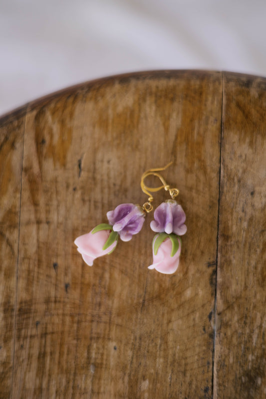 Crown Rose Dangly Earrings